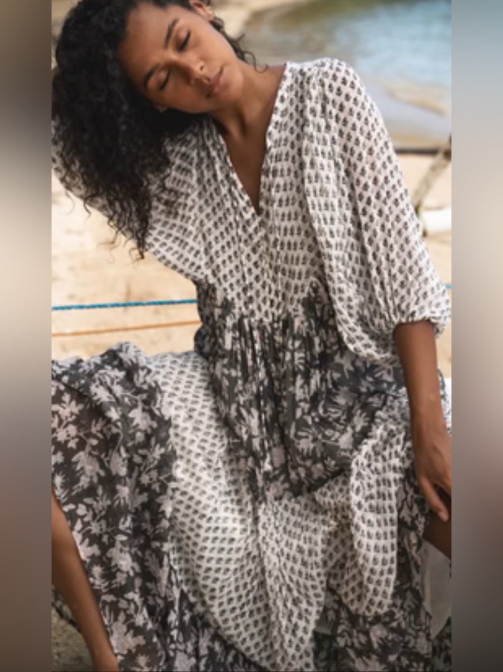 Daughters of India Long Sleeve Floral Printed Maxi Dress Size XS